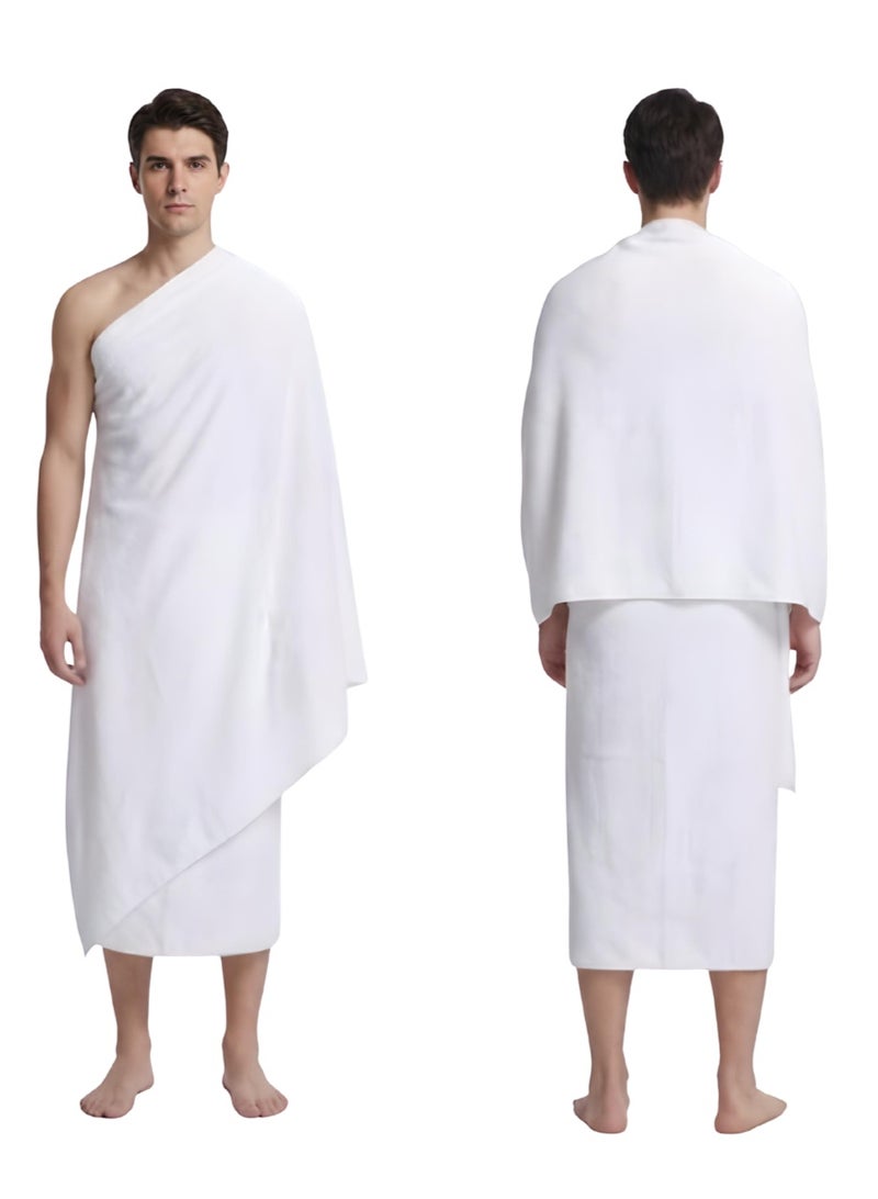 قطني طقم إحرام رجالي من القطن الفاخر للحج والعمرة - قطعتان من ملابس الحج الناعمة - Image 1